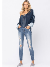 Judy Blue Mid Rise Skinny Bleach Splatter Destroyed