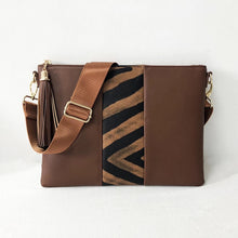 Vegan Leather Clutch/ Crossbody with Zebra Stripe - Black or Brown