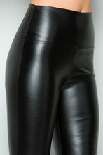 High Waist Faux Leather Leggings - Black
