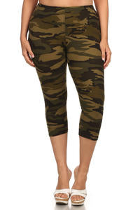 Green Camo Plus Capri