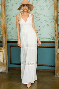 SURPLUS CROCHET LACE WOVEN MAXI DRESS -WHITE OR BLACK