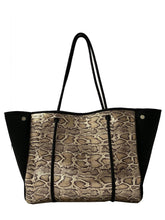 Snake Gold Metallic with Black Sides Neoprene Tote