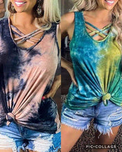 Crisscross tie-dye tanks - Navy/Pink or Turquoise/Lime