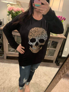 LEOPARD SKULL TOP - Blue Camo, Black or Charcoal