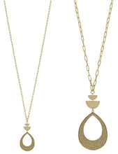 Matte Gold with Gold Metallic Teardrop 32" Necklace