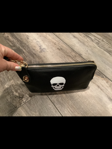 Skull Vegan Leather Clutch/Crossbody Bag - Black ☠️🖤