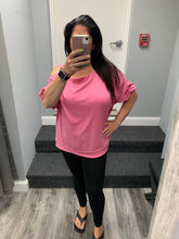 Plus Size Solid One Shoulder Strap Casual Top -Pink or Coral