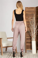 SATIN JOGGER PANTS WITH POCKETS AND ADJUSTABLE DRAWSTRING - BLACK OR ROSE