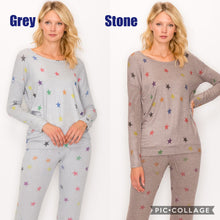 MULTI COLOR STAR PRINT CREW - GREY or STONE