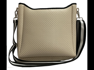 Tan Neoprene Crossbody Bag with Stripe. Clearance! Final sale! Was $75 now $55!