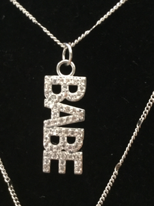 Babe Rhodium Bling Pendent on Silver Adjustable Chain