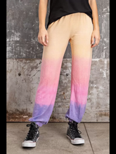 MULTI COLOR OMBRE 3 TONE HAND DIP TIE DYE CASHMERE HAND FEEL DOUBLE BRUSHED KNIT JOGGER PANTS