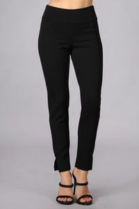 Chatoyant Cropped/capri pants with side slit opening detail & back pockets- Black