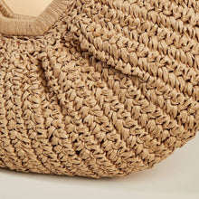 Straw Paper Braid Clutch Bag - Taupe