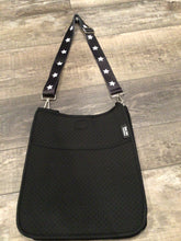 Black Neoprene Messenger Bag with Black & White Star Strap