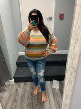 Monte Stripe Sweater - Taupe/Coral