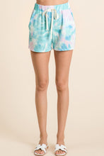 TIE DYE PRINT CASUAL SHORTS WITH TWILL - PASTEL BLUE or GREEN