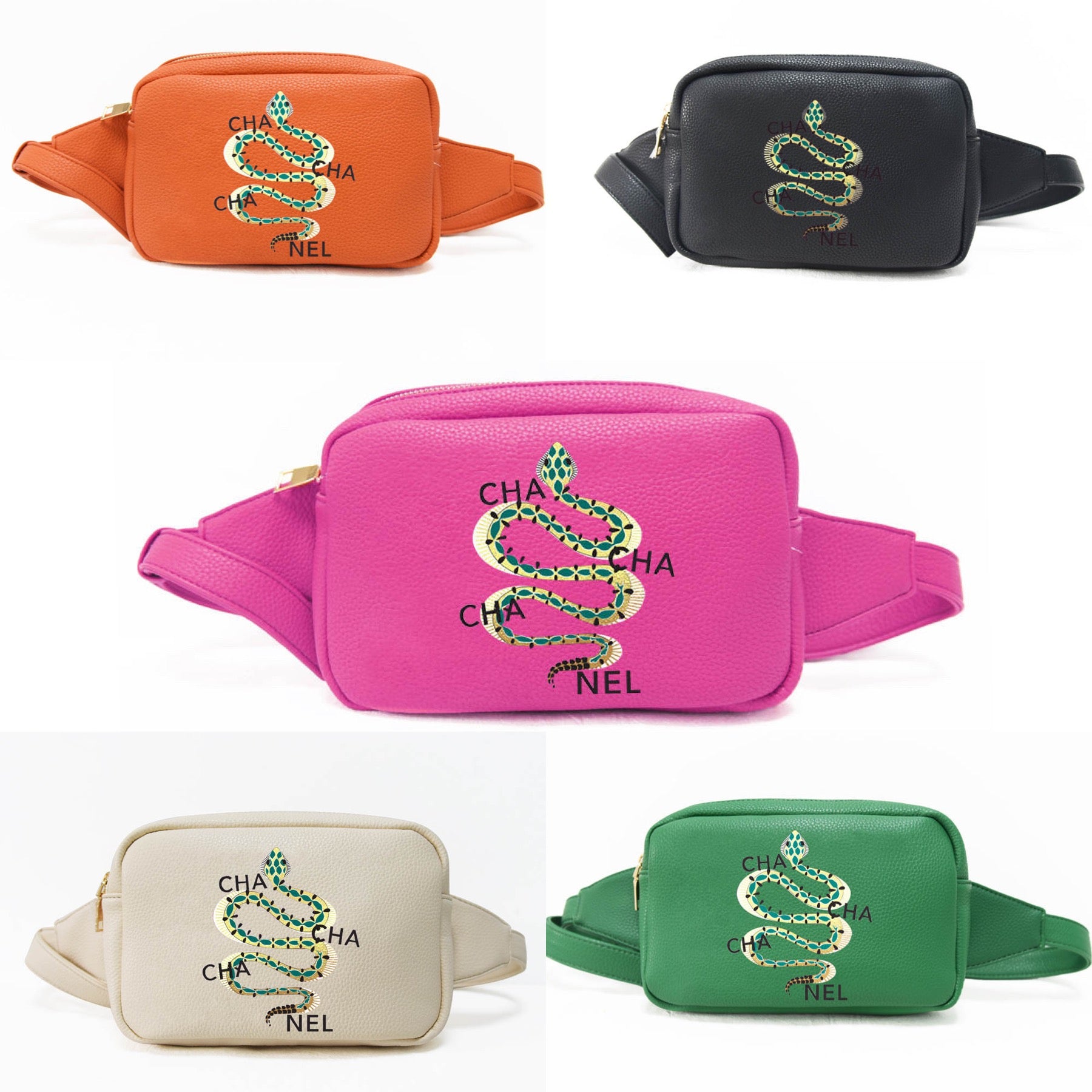 Cha Cha Snake Vegan Leather Fanny Waist Pack Assorted Colors