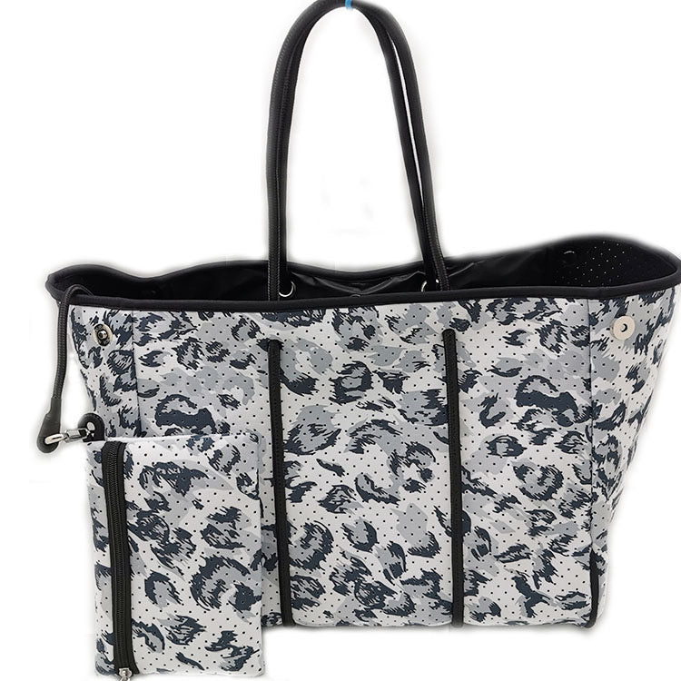 Grey Leopard Neoprene Tote