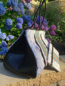 Light Snake with Metallic Black side Panels Neoprene Tote