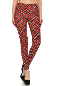 Red Plaid OS Leggings