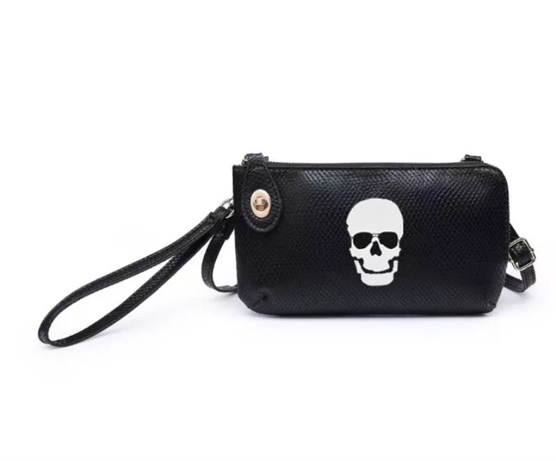 Skull Vegan Leather Clutch/Crossbody Bag - Black ☠️🖤