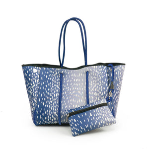 Blue Fawn Print Neoprene Tote