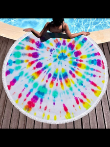 Rainbow Tie dye 60 inch round beach blanket/towel