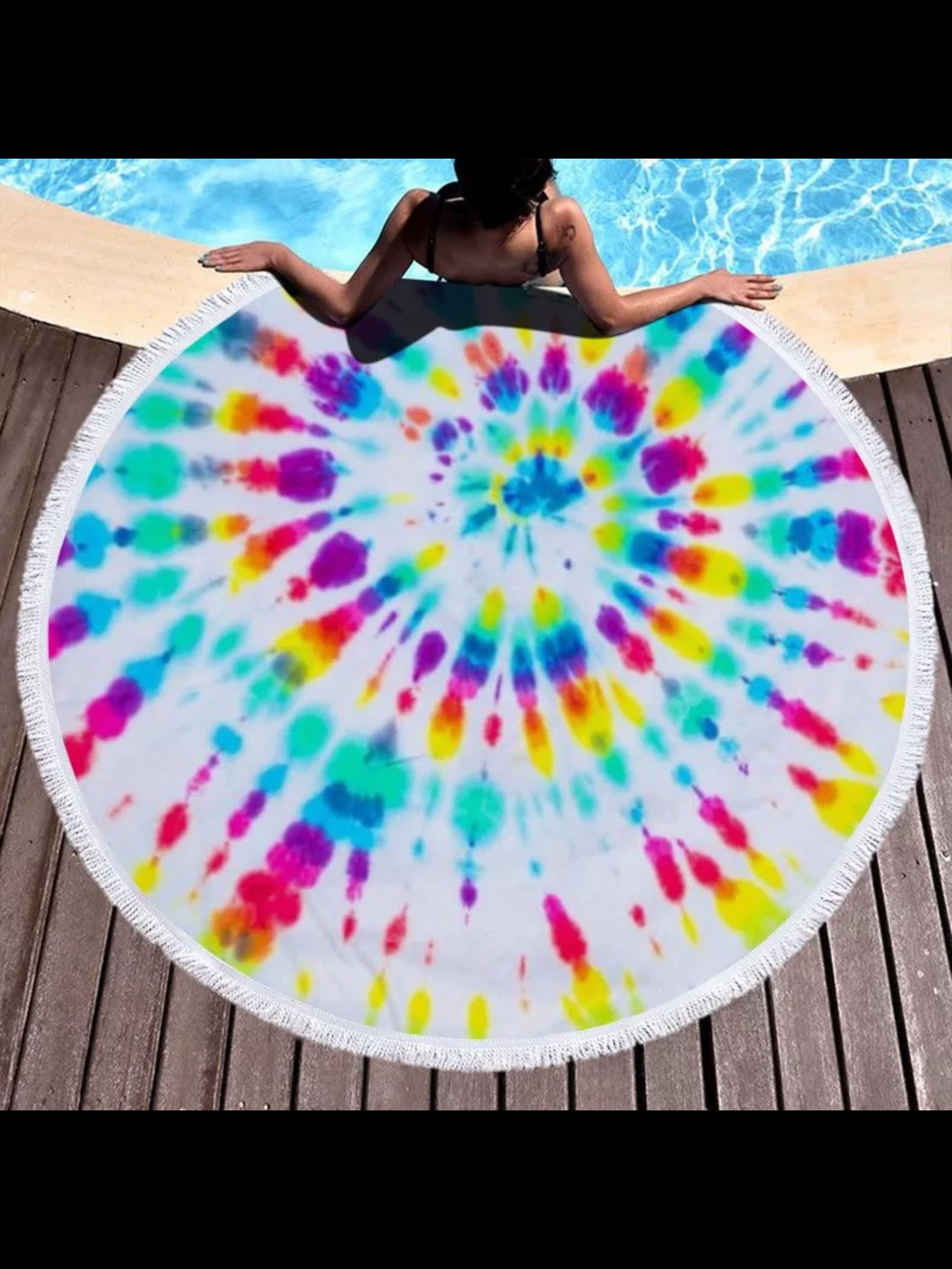 Rainbow Tie dye 60 inch round beach blanket/towel