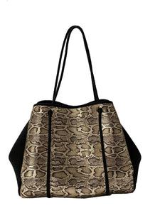 Snake Gold Metallic with Black Sides Neoprene Tote