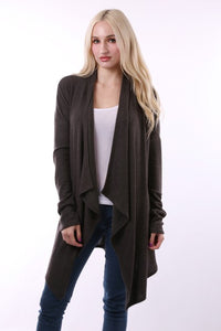 BRUSHED CASHMERE OPEN CARDIGAN - Black or Charcoal