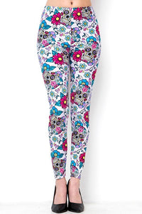 Kids Skull & Floral Print Leggings