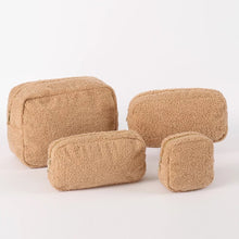 Tan Teddy Sherpa Cosmetic Pouches - Assorted Sizes