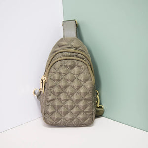 Nylon Quilted Puffer Sling/Chest Bag - Black, Olive or Ivory