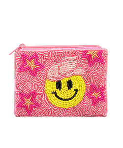 Cowbody Smile Face Beaded Coin Pouch
