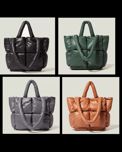 Quilted Puffer Tote Bag - Assorted Colors