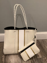 Ivory Gold Stripe Canvas/Neoprene Tote bag