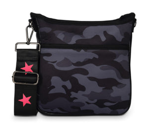 Black Camo Neoprene Messenger/ Crossbody