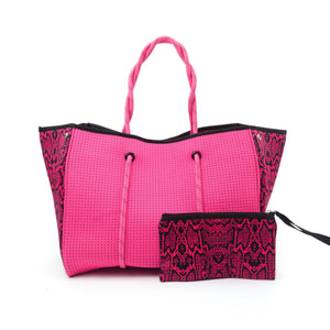 Hot Pink Python Print Neoprene Tote 💖