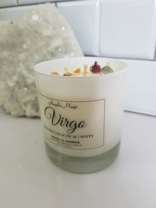 Virgo Zodiac Crystal Soy Candle - Reiki Charged 11 oz