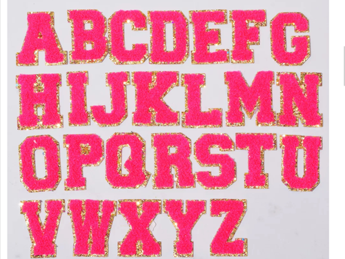 2 Inch Chenille Letters Adhesive Stickers - Hot Pink