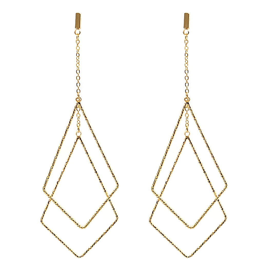 Gold Diamond Cut Geometric Drop 2