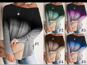 Ombré wide neck top - Assorted Colors. Clearance! Final sale! Was $28 now $15