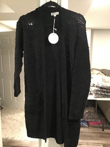 COZY SOFT POPCORN CARDIGAN - BLACK