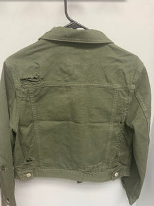 VERVET BY FLYING MONKEY  DISTRESSED OLIVE CLASSIC FIT JACKET