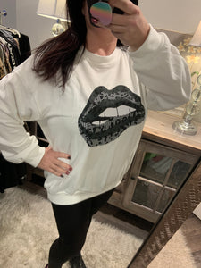 High quality sweatshirts with leopard lace lip - Black, Charcoal or Grey