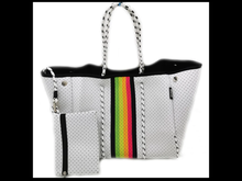 White with Rainbow Stripe Neoprene Tote Bag 🌈