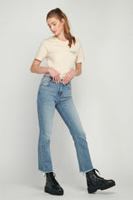 Hidden Happi Mid Rise Classic Stretch Frayed Hem Cropped Flare