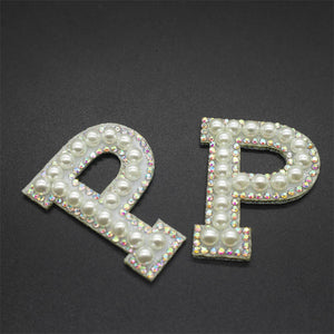 2 Inch Pearl Rhinestone Letters Adhesive Stickers - White