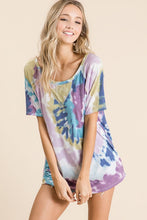 TIE DYE PRINT KNIT TOP WITH RAGLAN SLEEVES - Lavender/Blue, Yellow/Orange or Peach/Mint